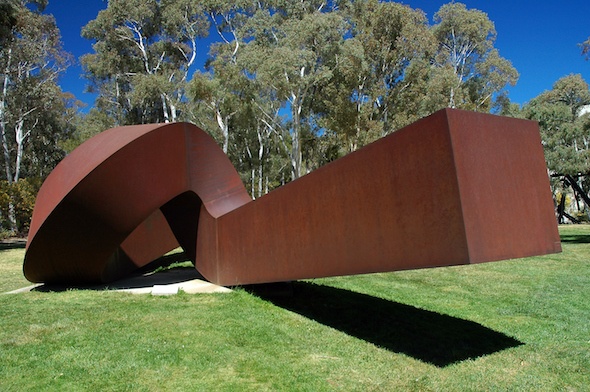 Unique contemporary sculpture displayed outdoors