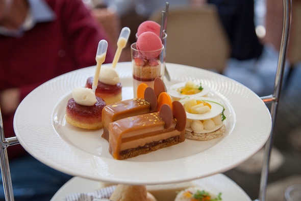 A plate of modern treats at the Shangri-La high tea