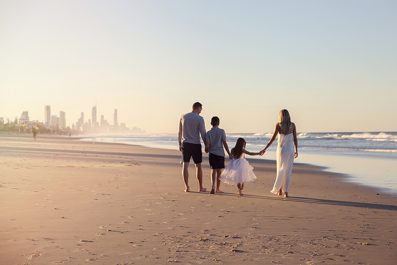 Gold Coast beach with family