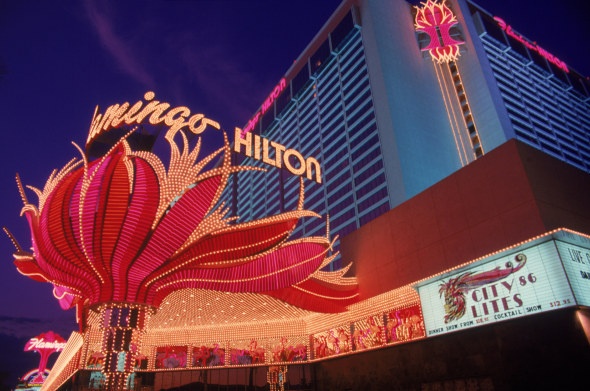 The Flamingo Hilton Las Vegas at night