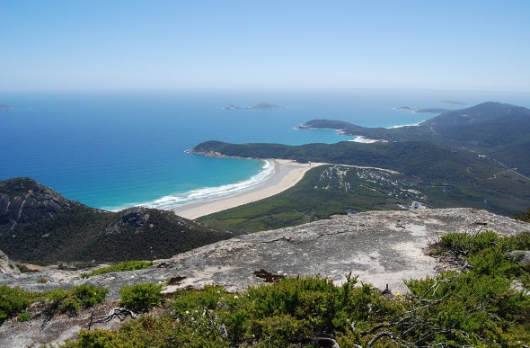 Aerial view of the coastline 