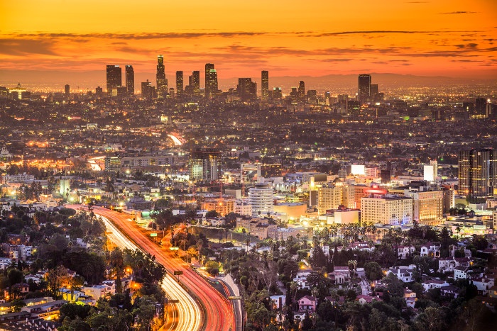 Mulholland drive overlooks downtown los angeles