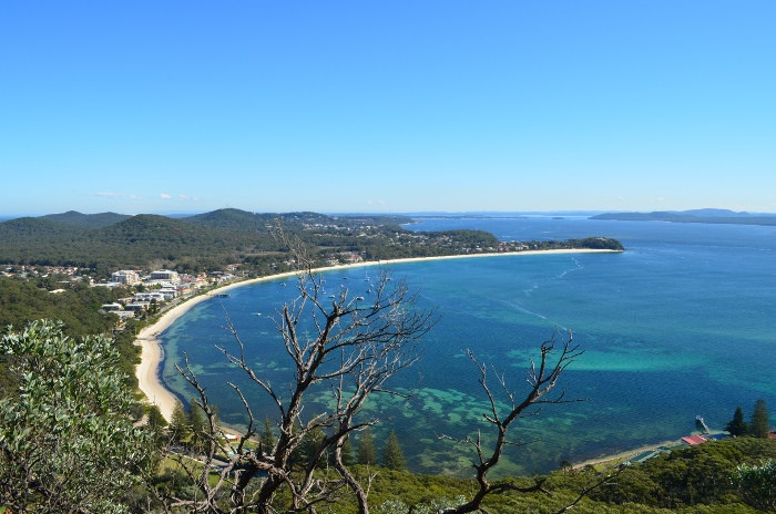 view of port stephens and bay from lookout