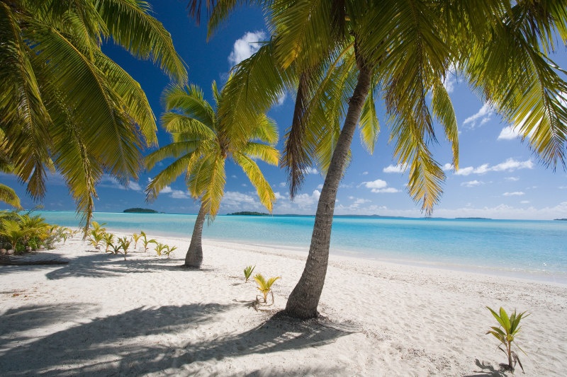 Tropical beach on Aitutaki in Cook Islands