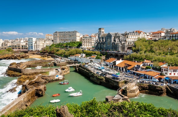 Aerial view of Biarritz beach during the day 