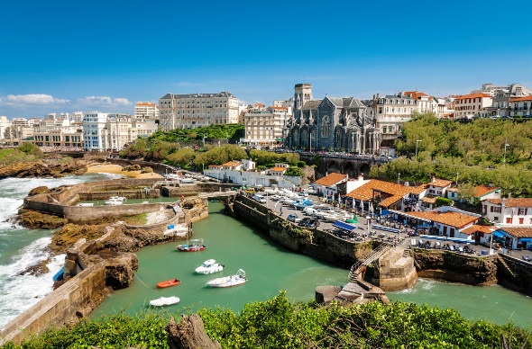 Aerial view of Biarritz beach during the day