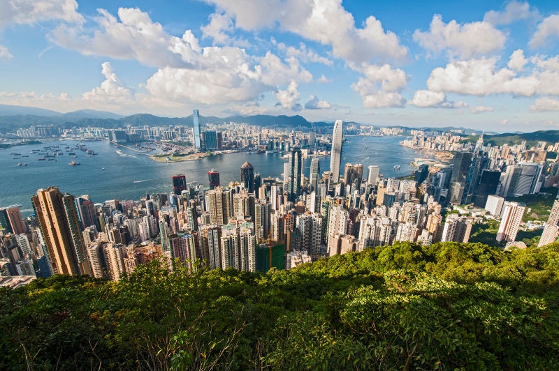 Victoria Peak's view of Hong Kong buildings