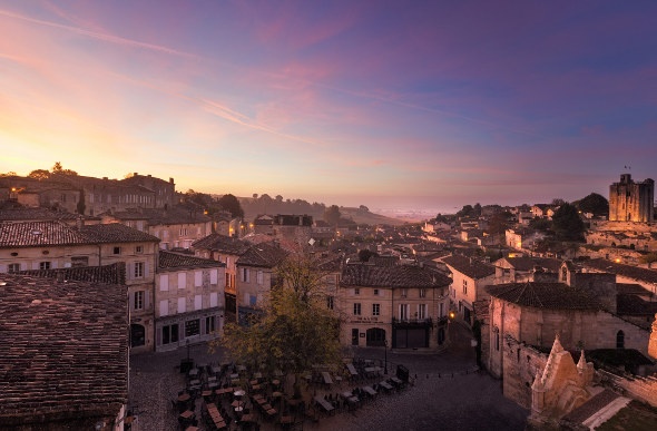 Saint Emilion village at sunset