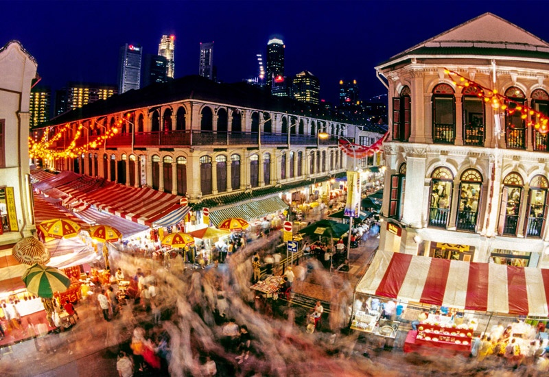 Singapore's Chinatown markets at night. 