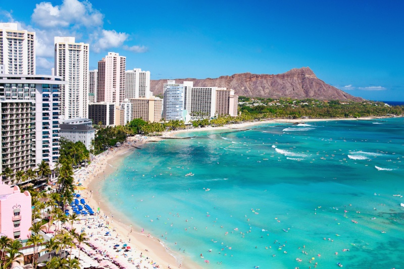 Waikiki Beach with Diamond head in the background