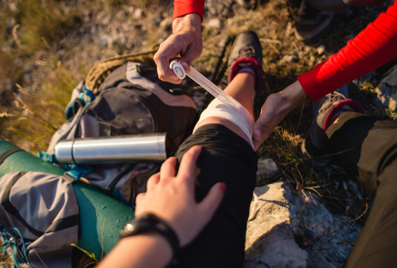 Strapping an injured leg