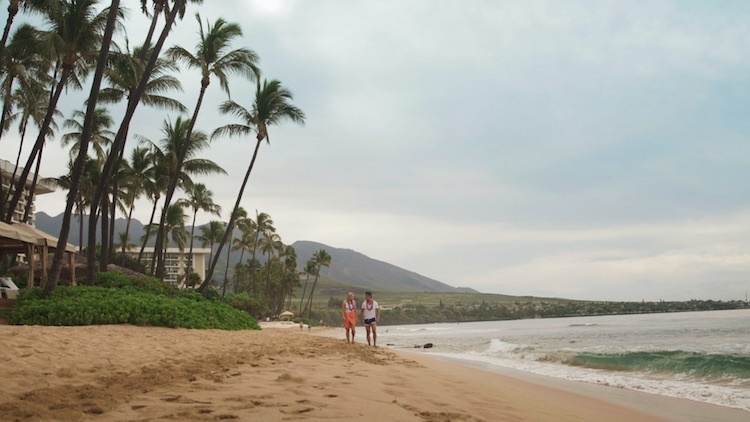 Host Greer Gardiner and fellow Flight Centre travel expert Jason Thinet-Chow relax at the Hyatt Regency Maui Resort &amp; Spa during The 48 Hour Destination: Hawaii. 