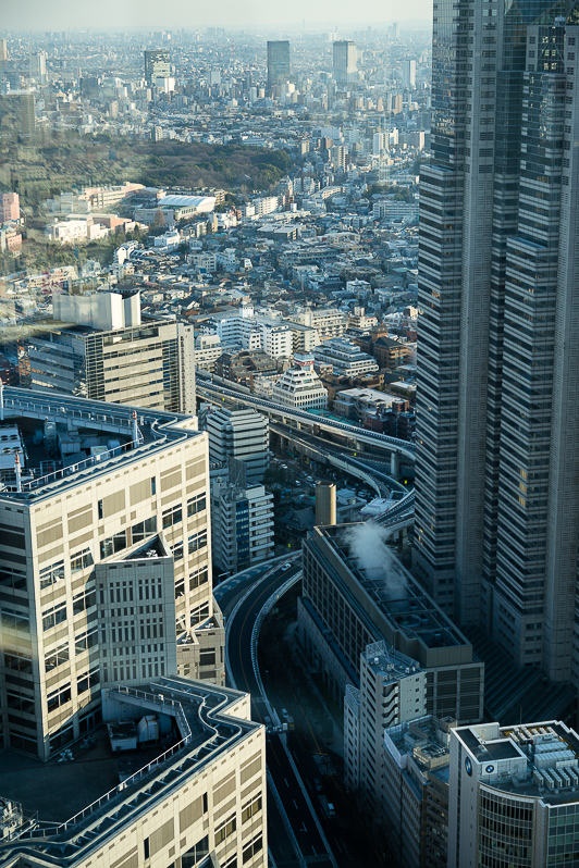 Tokyo shot from above showing its urban landscape