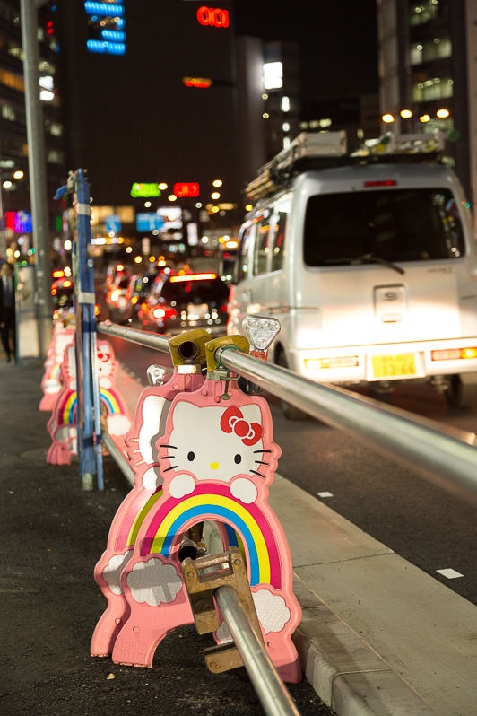 Hello Kitty design on the traffic markings in Tokyo