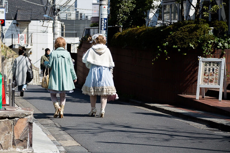 Harajuku girls roaming the back streets of the suburb