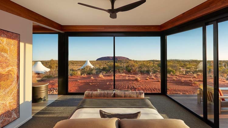 Clear view of Uluru from the hotel bedroom