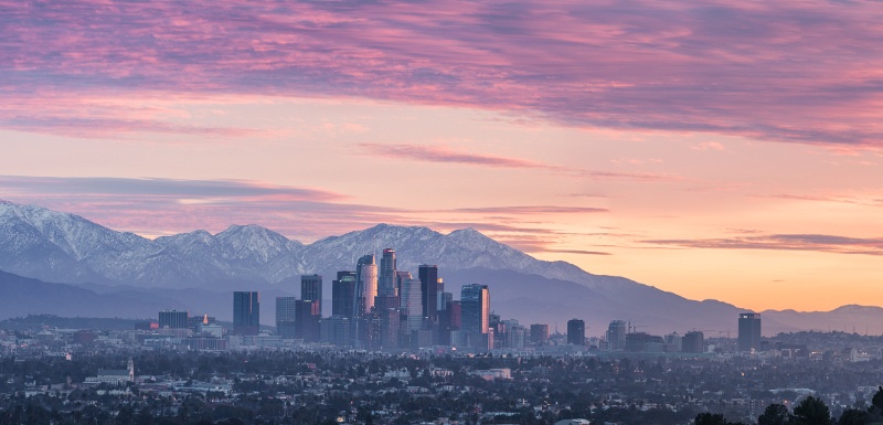 Downtown LA's incredible sunset