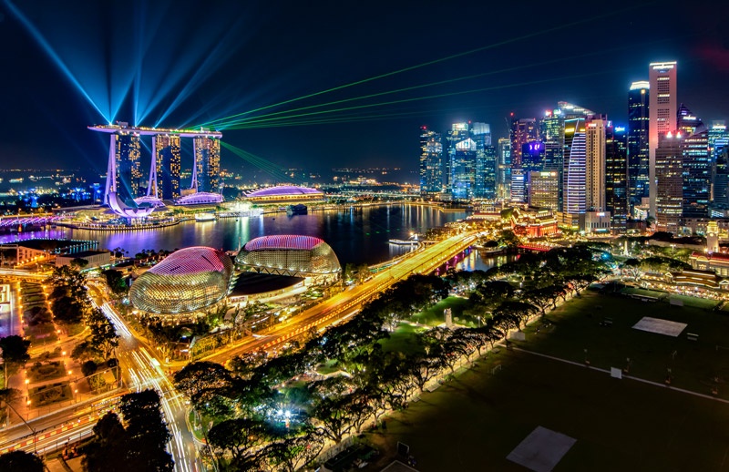 Laser light show at Marina Bay Singapore