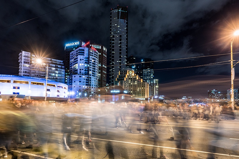 Night-time shot of Melbourne CBD