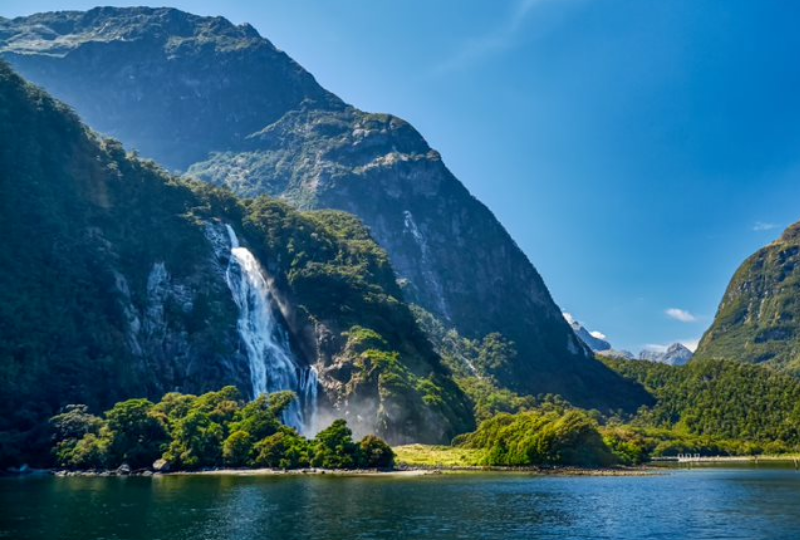 Green mountains and blue lake 