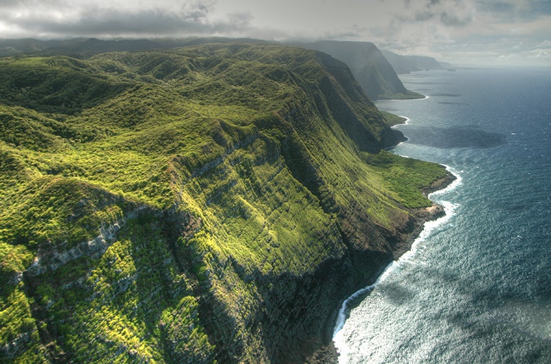 Aerial view of cliffs on Molokai