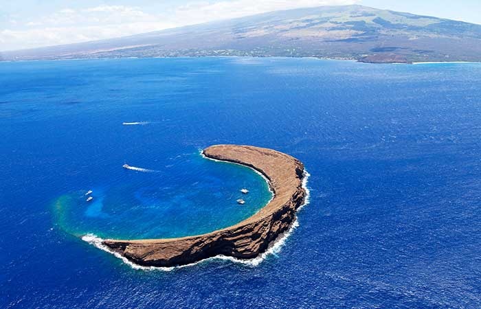Molikini Crater, Hawaii. Popular for snorkelling and diving