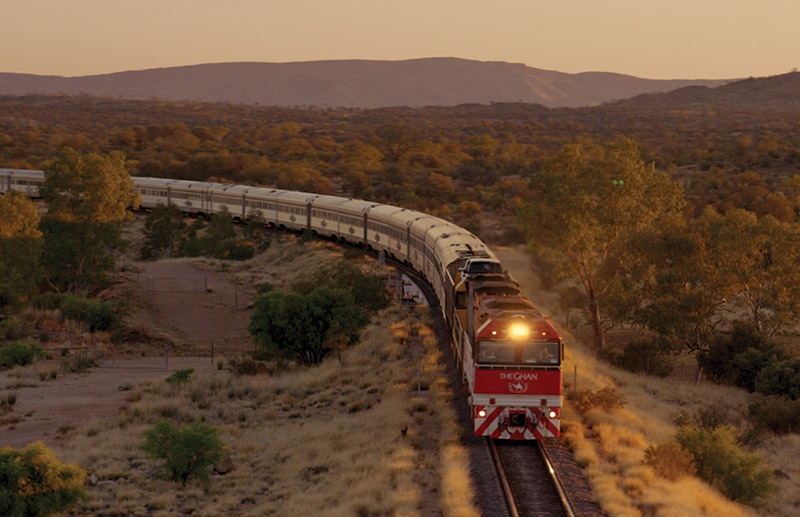 Train on a deserted land