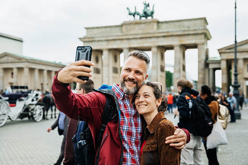 A couple taking a selfie in Berlin