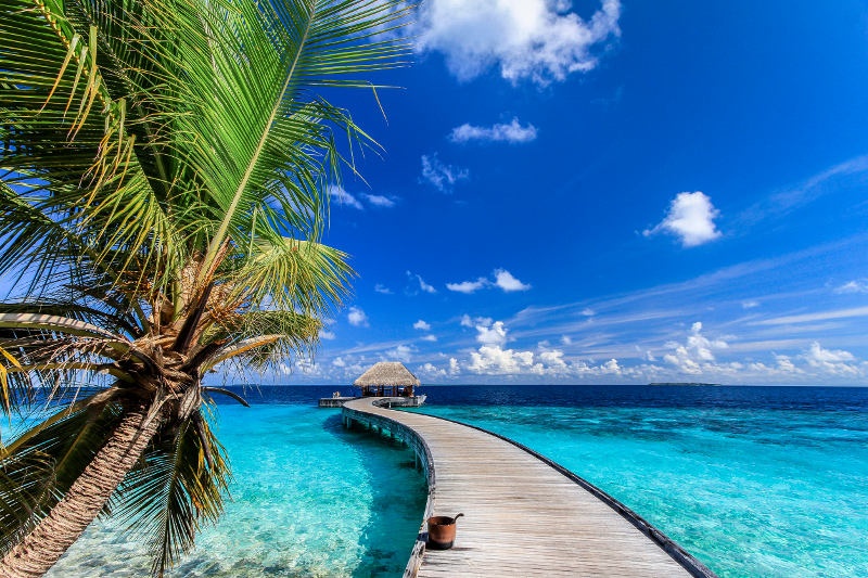 jetty near tropical island in the Maldives