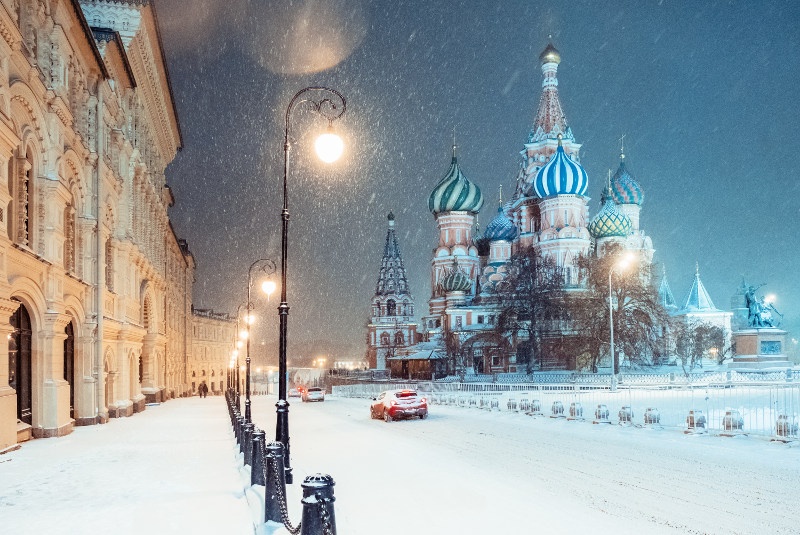 St Basil's Cathedral, Moscow, in snow