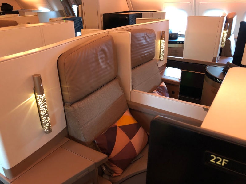 Two business class seats close together 
