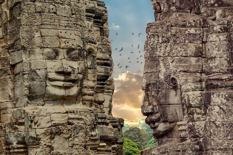 One of Cambodia’s drawcards is the Bayon temple in Angkor Thom, Siem Reap, where you’ll find these incredible faces.