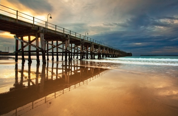 The jetty and beach at Coffs Harbour, New South Wales.