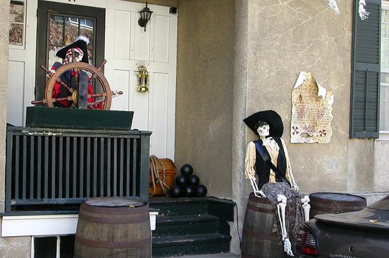 Maritime-themed Halloween decorations in Salem, MA