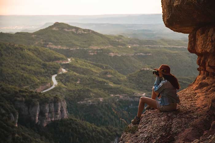 solo female traveller on mountain