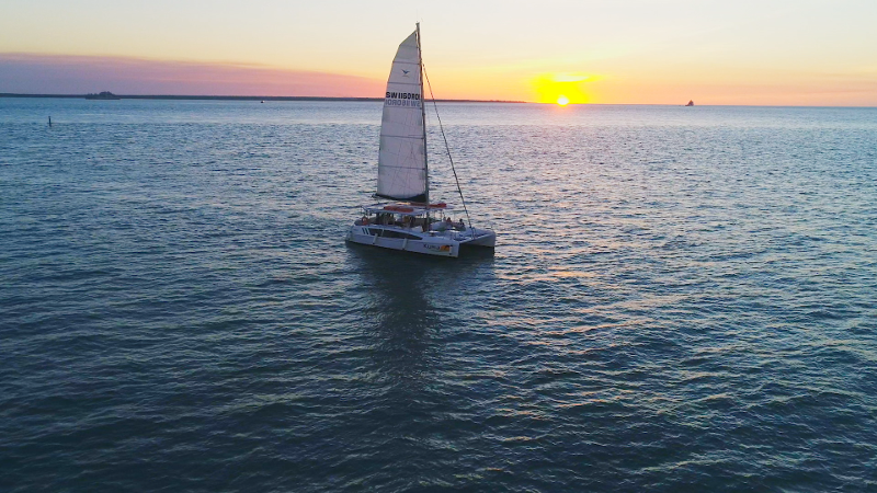 sunset cruise darwin from drone