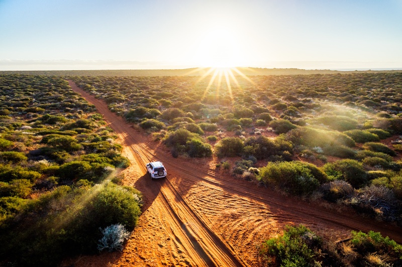 car driving off road in outback australia 