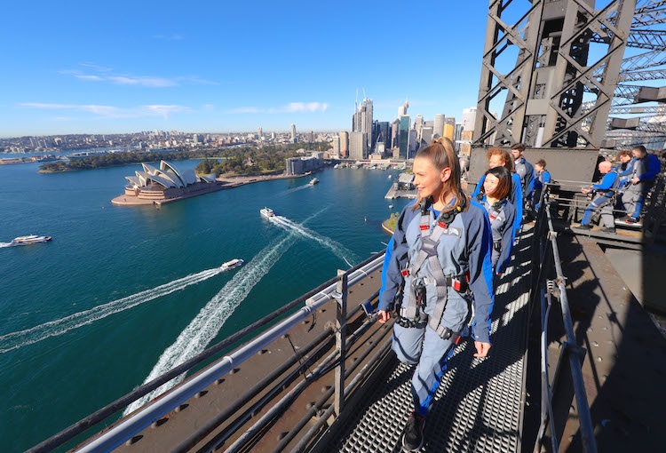 a group of people doing the Sydney Harbour Bridge climb 