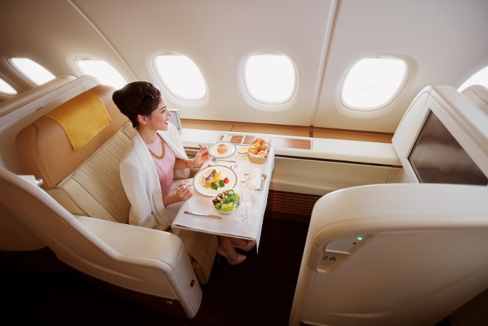 First class meal service onboard thai airways