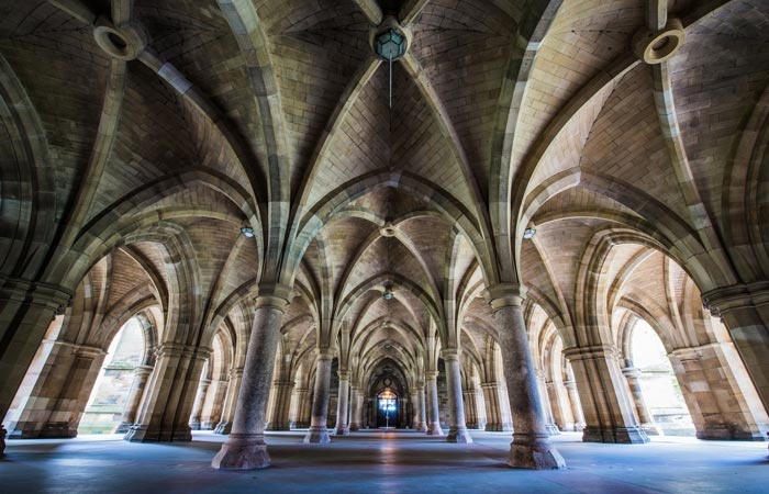 an image of Glasgow University's gothic architecture arched entrance