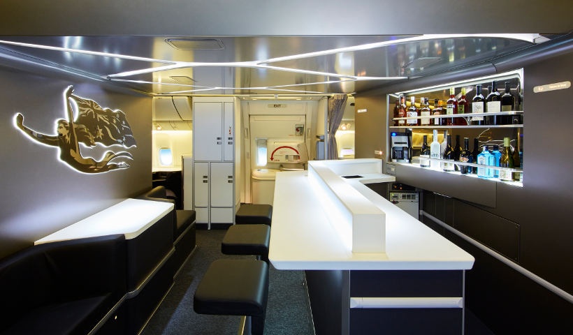 Virgin Australia business class onboard bar