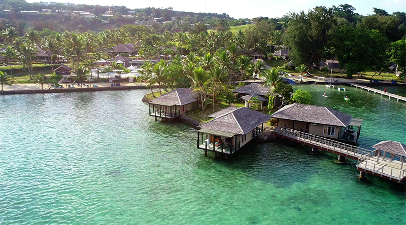 Several floating villas at Warwick Le Lagon in Vanuatu 