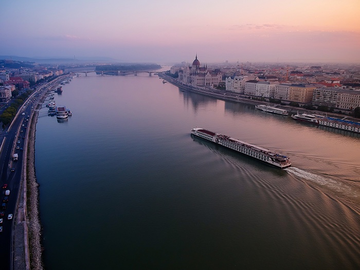 river cruise on the danube at twilight