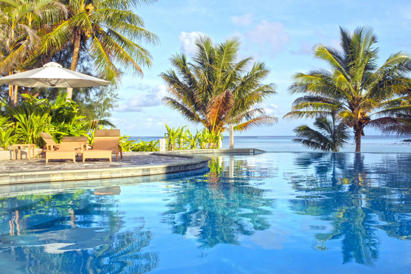 Swimming Pool overlooking the beach in Rarotonga, Cook Islands