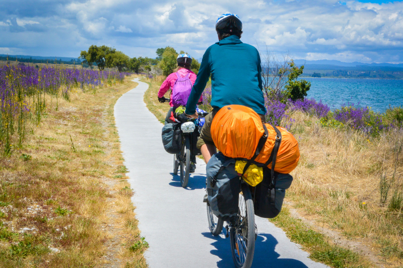 Bike riding along Lake Taupo