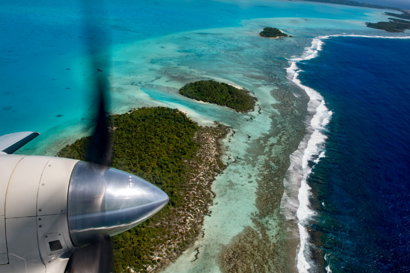 Aerial panorama view of the Cook Islands