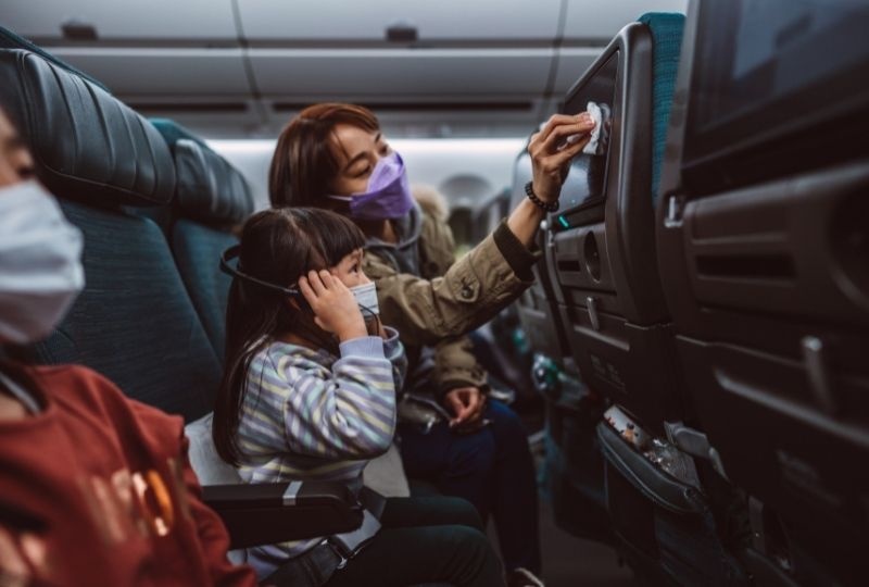 Wearing a facemask on the plane