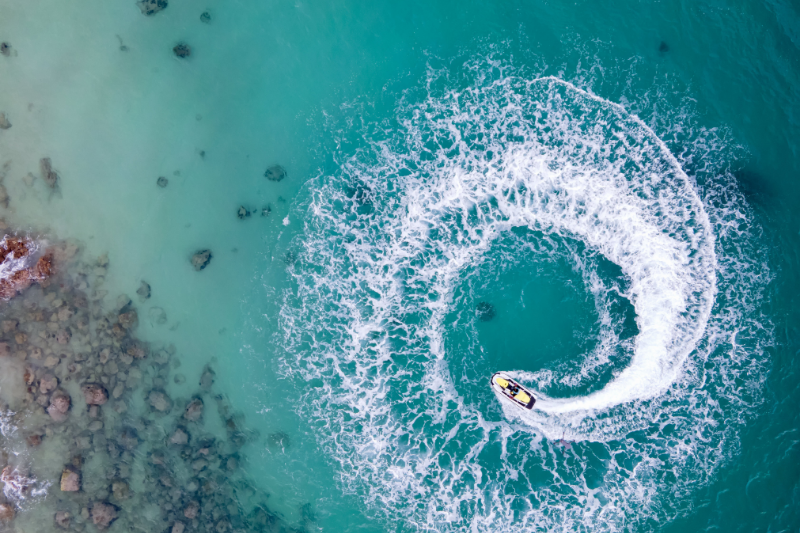 Jet skier on the crystal-clear waters of the Gold Coast