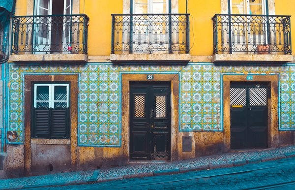 Colourful building facade in Lisbon