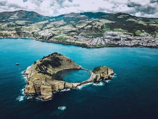 Aerial of volcanic islands